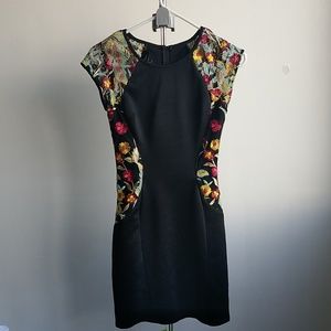 Black Dress with Embroidered Flowers